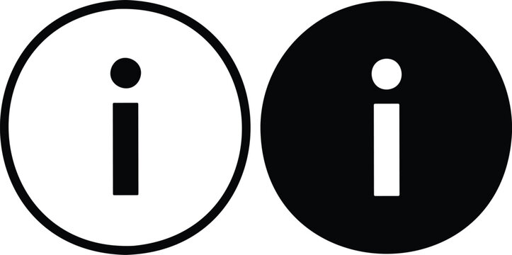 Information Icon Symbols in Black and White Circles