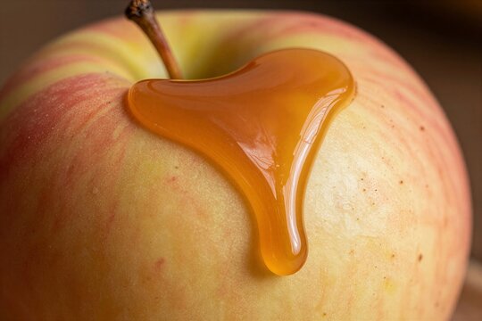 Close Of Apple With Glossy Sheen On Surface Indicative Moisture Natural Wax Coating Found In Fruits Like Apples Gradient Coloration