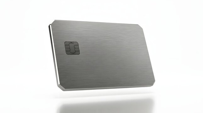 Blank metallic credit card isolated on a white background for financial business design
