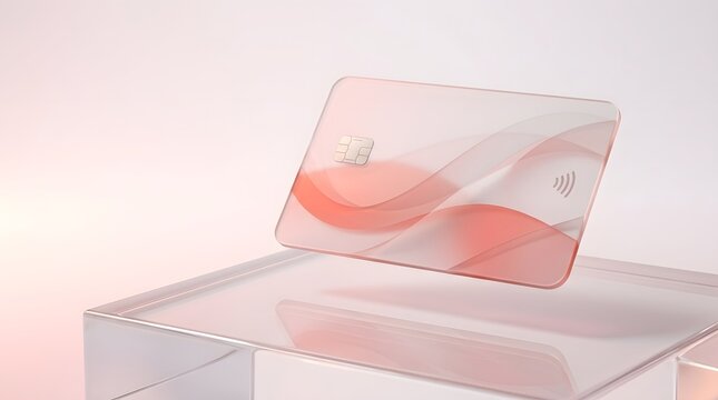 Abstract composition of a glass prism reflecting light on a soft pink background