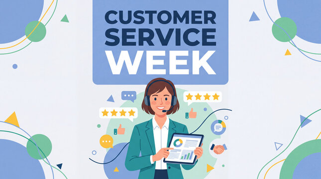 Customer service week background or banner illustration