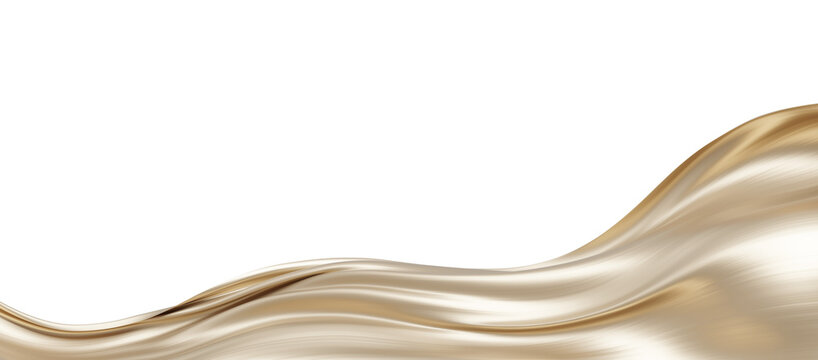 Luxury dusty gold fabric waving isolated on transparent background with copy space 3D render