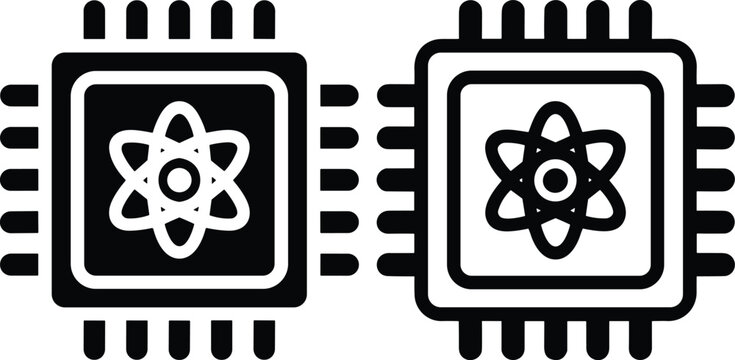 Computer Processor Chips with Atomic Science Symbols