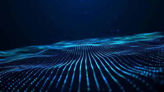 Abstract data wave particle grid connection digital technology cyber cyberspace background