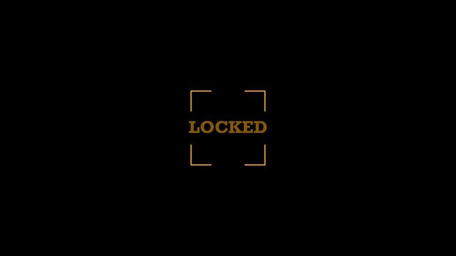 Locked target yellow text neon scanner animation isolated on black background