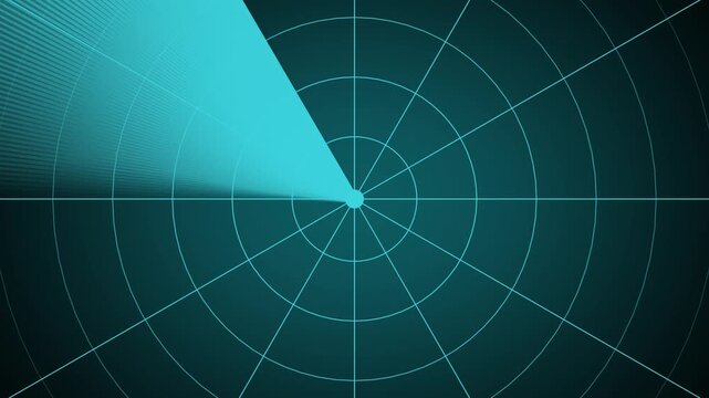 Abstract radar screen digital interface. Blue scanning beam over grid display represents cybersecurity, surveillance systems, advanced digital tracking concepts. Radar screen showing scan results.