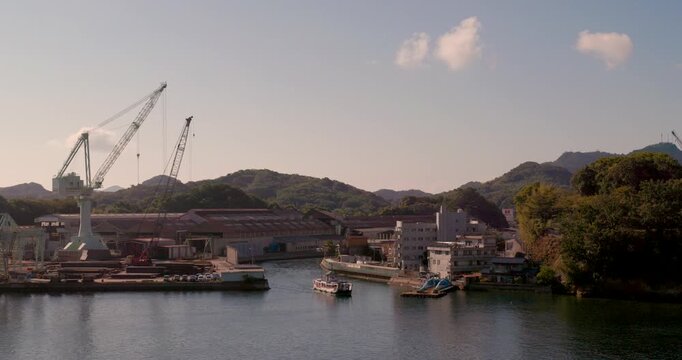 Boats and Shipyard in Onomichi Harbor, Hiroshima, Japan