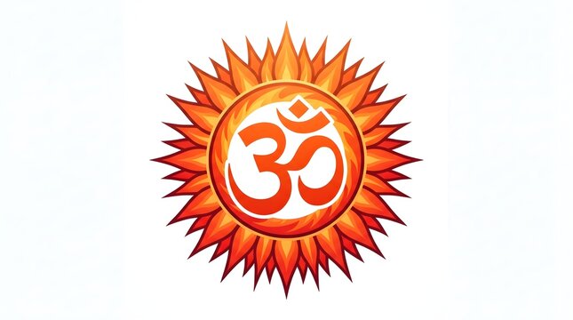 Glowing om symbol inside a radiant sunburst design perfect for celebrating the traditional indian festival of diwali