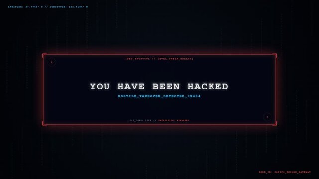 Red Cyber Alert You Have Been Hacked Motion Graphic Animation