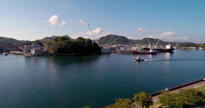 Boats and Shipyard in Onomichi Harbor, Hiroshima, Japan