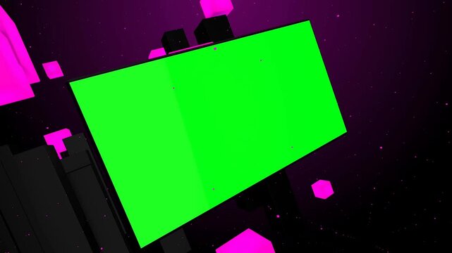 Dynamic 3D Neon Cube Green Screen Presentation Template Broadcast Asset with five green screen animation frames