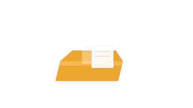 Digital file folder icon animation with floating document motion graphics