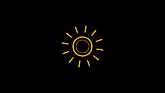 Glowing yellow sun icon animation motion for web interface design
