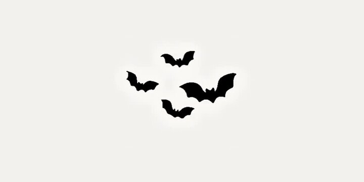 Black silhouette of flying bats against a light background for halloween concept animal night creature spooky mammal