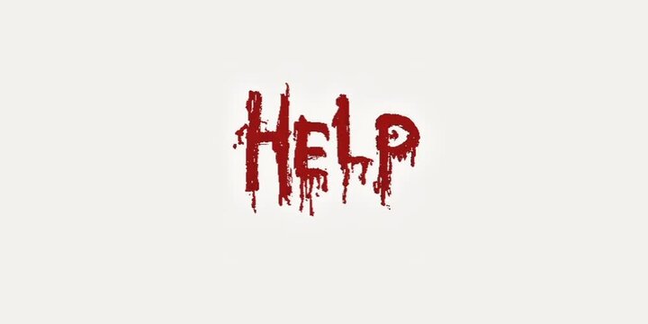 Bloody red text spelling help in dripping horror style font blood scary spooky word danger blood scary spooky word danger
