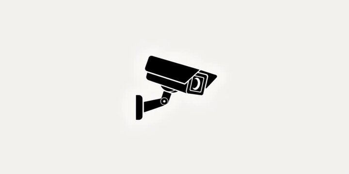 Black security camera silhouette mounted on a wall for surveillance and safety cctv protection monitoring lens device