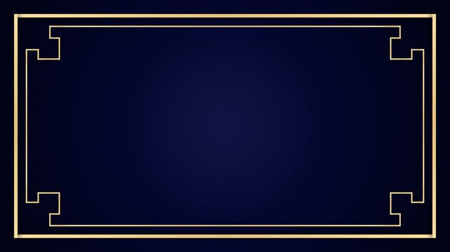 A Royal Golden Rectangular Frame Borders a Deep Navy Blue Gradient Surface Suitable For Formal Invitations