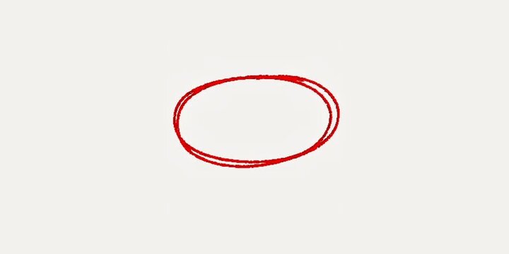 Red hand drawn circle highlight on white background sketch ring oval shape graphic element design asset marker ring