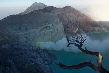 Ijen Volcano Crater Lake and Mountain Ridge at Sunrise © Paul