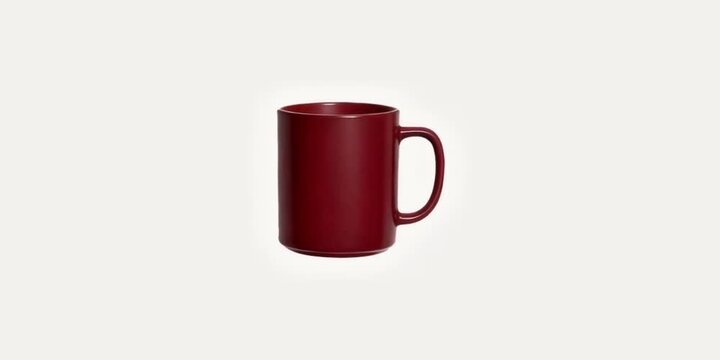 Solid dark red ceramic coffee mug standing upright against a plain background ceramic cup tea mug drinkware kitchenware beverage cup