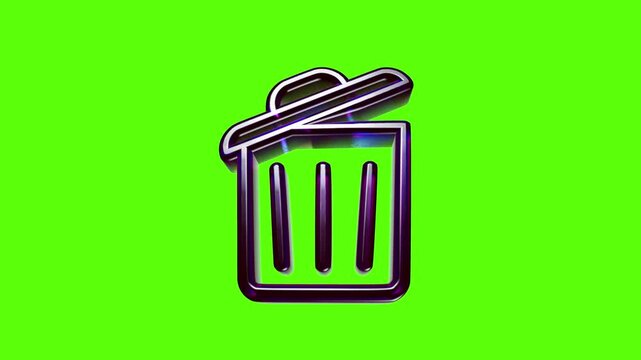 Metallic trash can icon with a glossy finish for user interface design and digital trash management