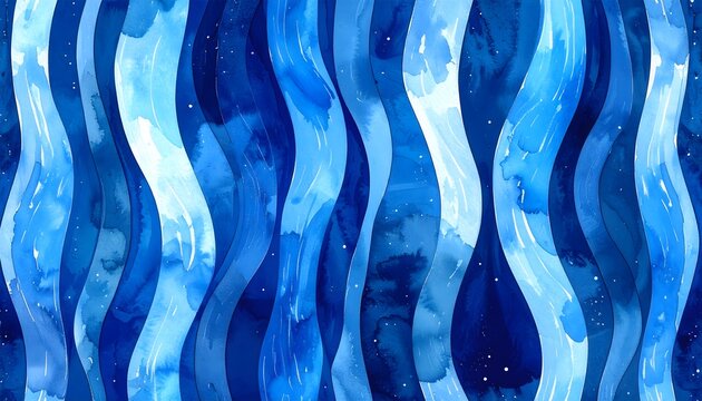 Fondo abstracto azul con formas onduladas verticales en distintos tonos y textura art&iacute;stica de efecto acuoso