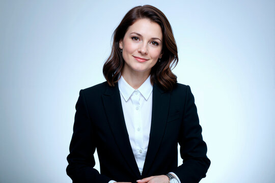 Portrait of Caucasian young adult businesswoman facing camera, conveying confidence and professionalism in corporate profile setting. Ideal for leadership, recruitment, branding