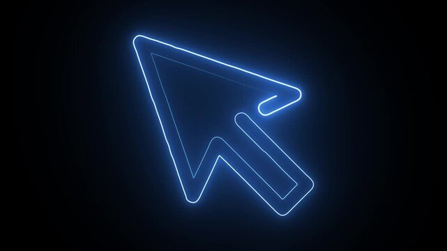 Animated Neon Cursor Icon Glowing with a Subtle Pulse. Digital Interface Element, Click Animation, Interactive Design.