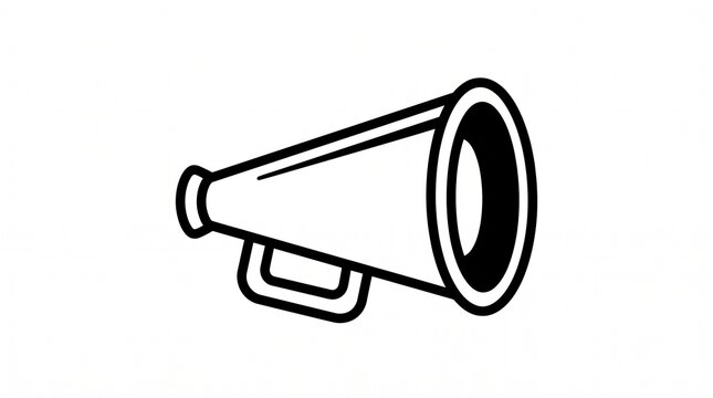 Retro cone cheerleader megaphone vector line art icon isolated on white background, simple outline speaker graphic