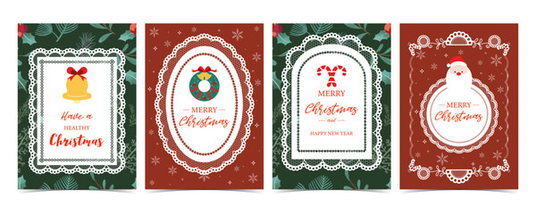Naklejka premium Christmas Lace Label Cards with Wreaths and Scalloped Holiday Frames