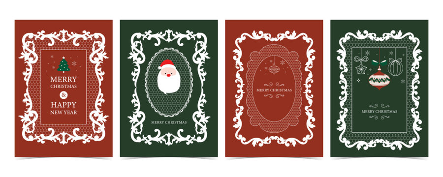 Vintage Christmas Lace Medallion Cards with Ornate Holiday Borders
