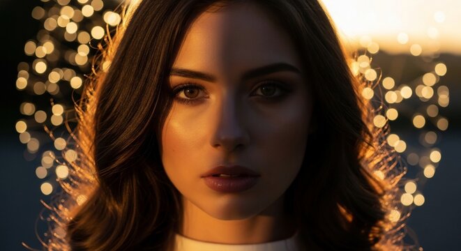 Woman portrait golden hour bokeh