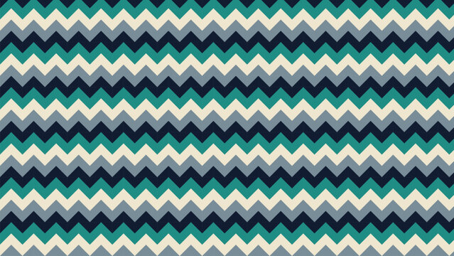 Teal Chevron Pattern Geometric Background with Blue and Cream Stripes