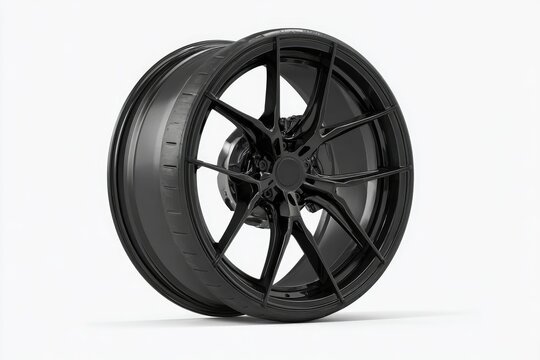 Glossy black alloy wheel,?isolated