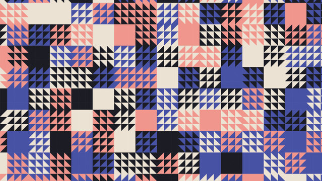 Geometric abstract background with indigo blue and pink triangle pattern