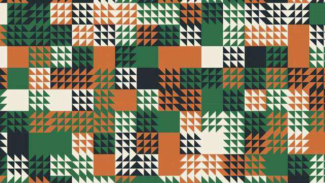 Geometric pattern background with abstract shapes in green and orange