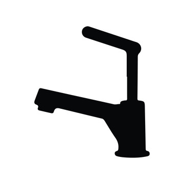 Kitchen sink faucet silhouette vector