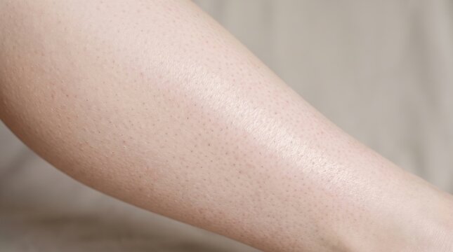 Close Up of Strawberry Legs Keratosis Pilaris and Bumpy Skin Texture on Human Leg
