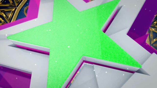 3D Star Frame Green Screen Background Slideshow Chroma Key Asset with multiple green screen animation and intro animation