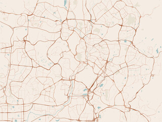 Fototapeta premium Kuala Lumpur Street Map in Terracotta Style