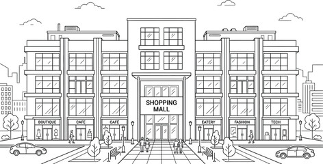 Obraz premium vector sketch of building