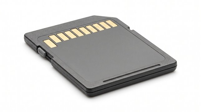 Black SD Memory Card Backside Isolated on White Background