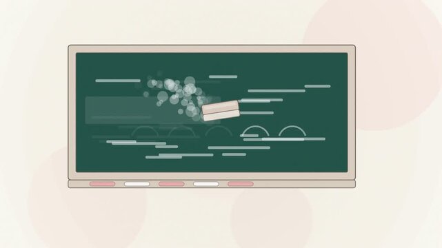 Abstract animated chalk dust puffing from eraser drawn as cyan and teal lines and shapes on a bright, clean light background. Seamless looping 4K motion graphics video with free space for text, ideal 