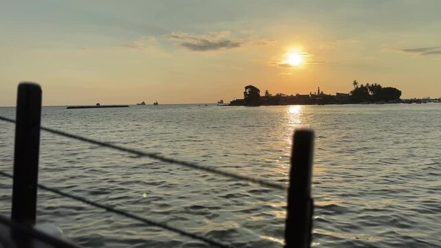 Sunset aboard a traditional Indonesia Phinisi boat. Makassar - Celebes