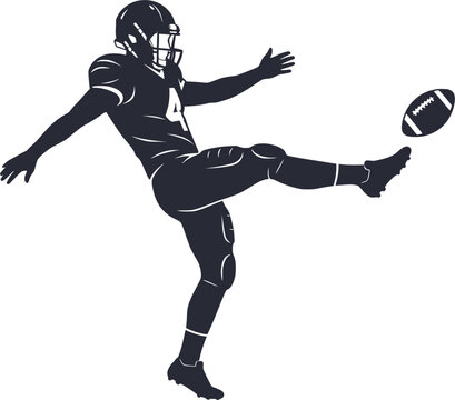 American football kicker punting the ball silhouette vector illustration