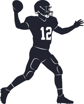 American football quarterback throwing a pass silhouette vector illustration