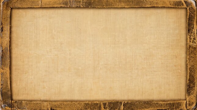Aged parchment paper with distressed leather border background.