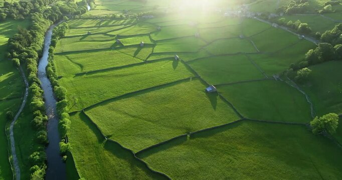 Barns and stonewalls in Yorkshire Dales