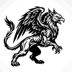 Obraz premium Black Griffin Mythological Creature Tattoo Design