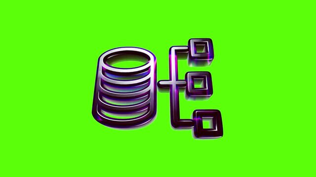 Shiny 3d database server icon with network structure nodes for cloud computing and data storage concepts